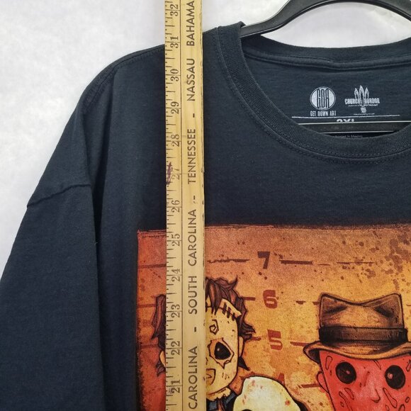 Church Horror T-Shirt Men's 2XL Movies Killer Line Up Black Freddy Jason Cosplay - Picture 9 of 11